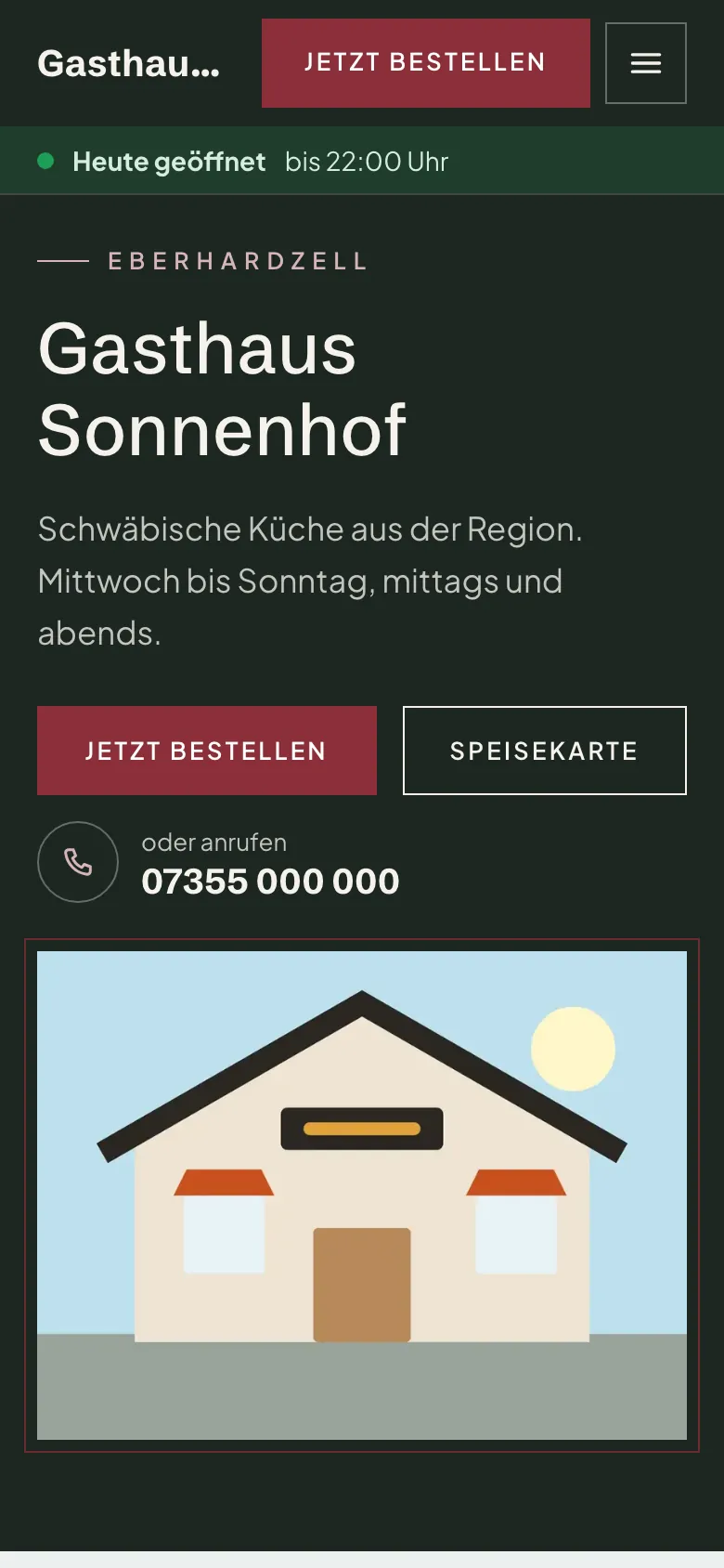 Website des Gasthaus Sonnenhof im Stil Elegant am Handy