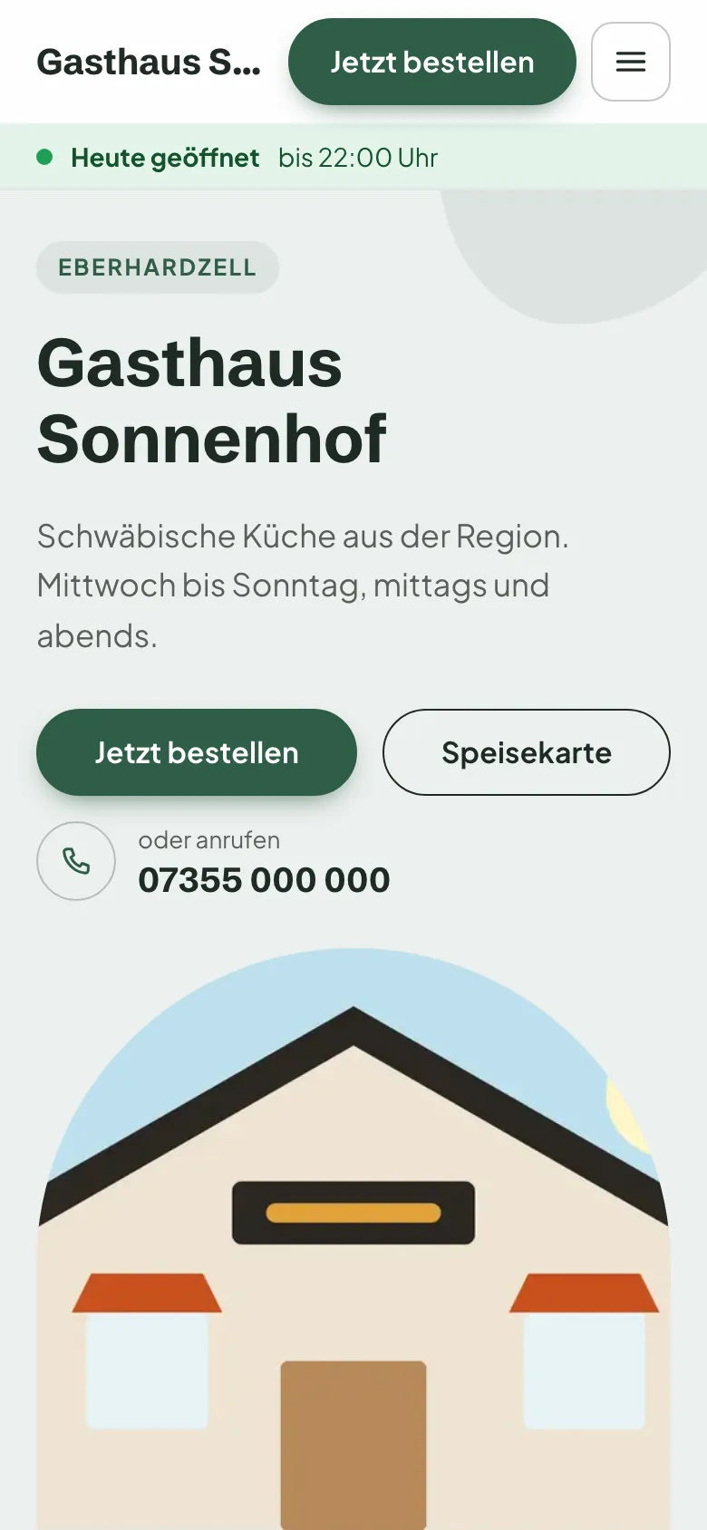Website des Gasthaus Sonnenhof im Stil Frisch am Handy
